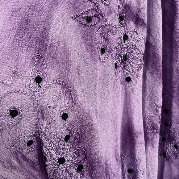 Step In Style Boho Tunic Top Purple Tie Dye Embroidered Festival NWT One SZ - Picture 10 of 11